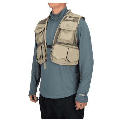 SIMMS TRIBUTARY FISHING NYLON VEST - TAN - RIGHT SIDE VIEW WW