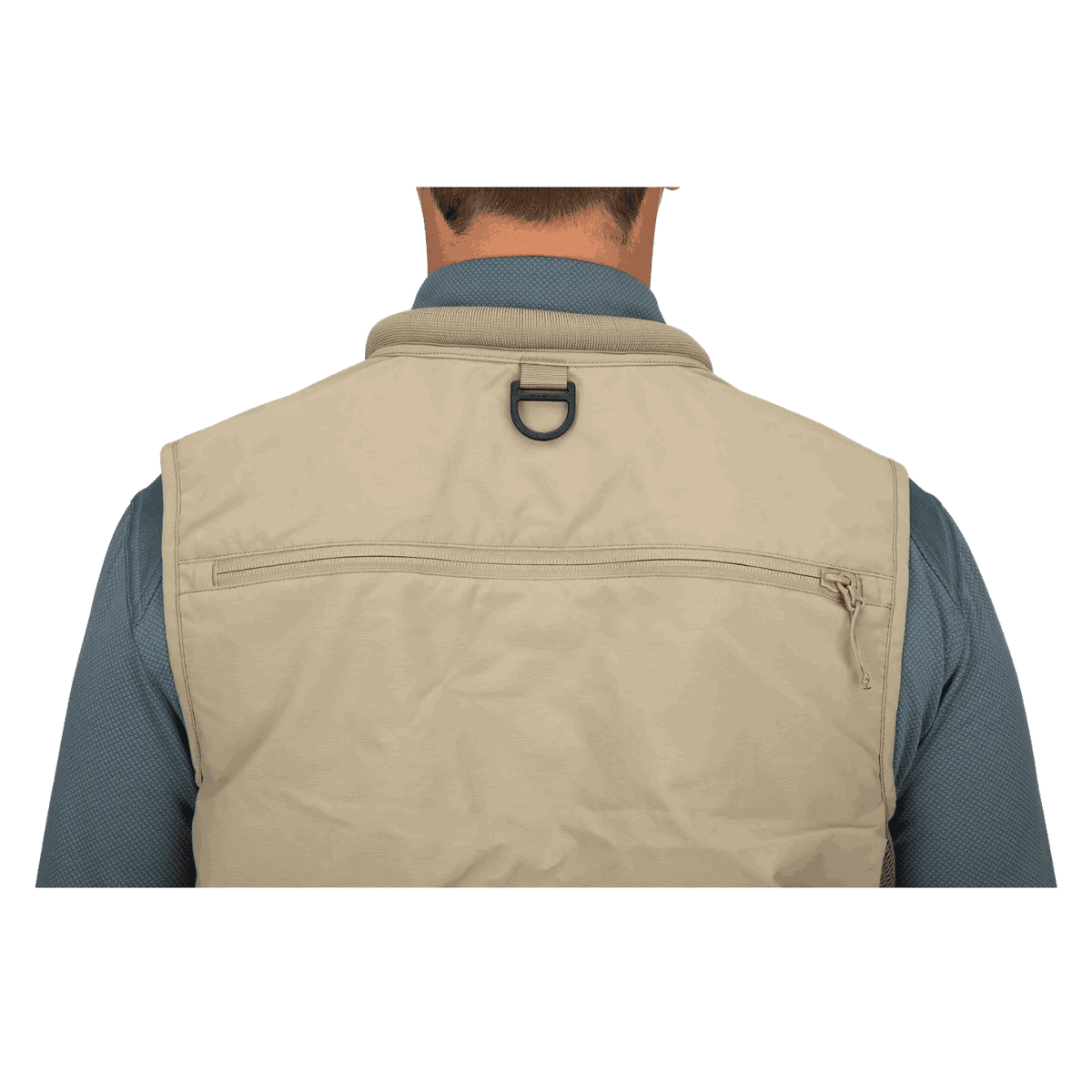 SIMMS TRIBUTARY FISHING NYLON VEST - TAN - BACK ZIPPER