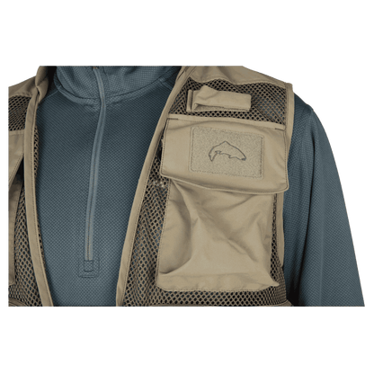 SIMMS TRIBUTARY FISHING NYLON VEST - TAN - POCKET 