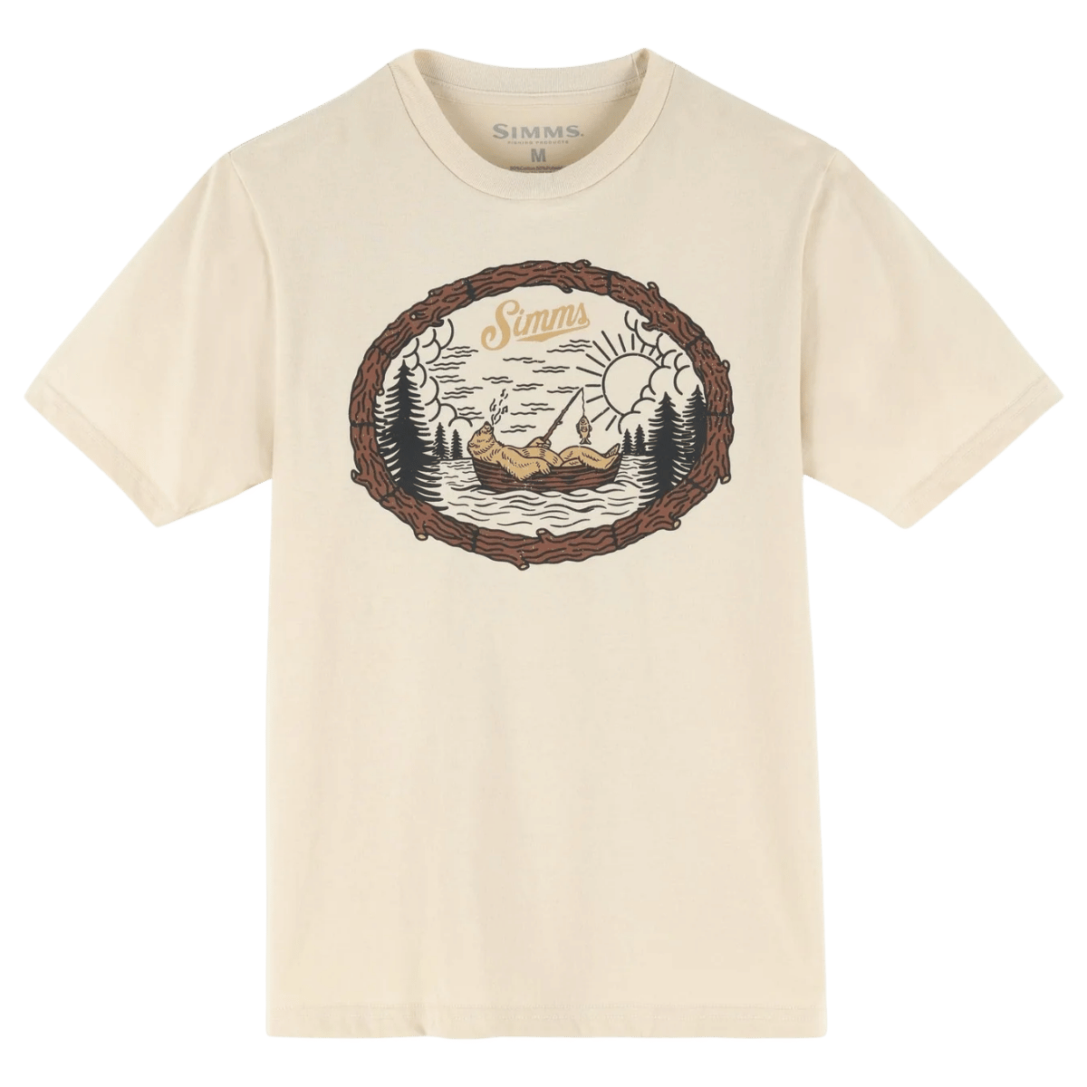SIMMS YOUTH LAZY BEAR COTTON T-SHIRT - NATURAL - FRONT VIEW