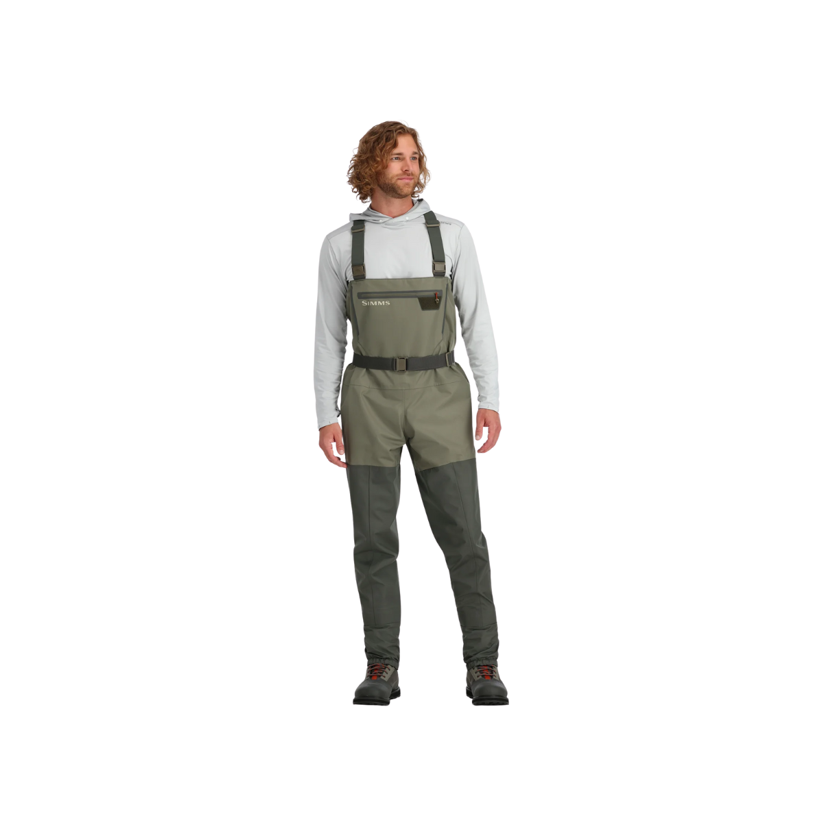 SIMMS TRIBUTARY BREATHABLE STOCKINGFOOT WADER - BASALT - FRONT VIEW