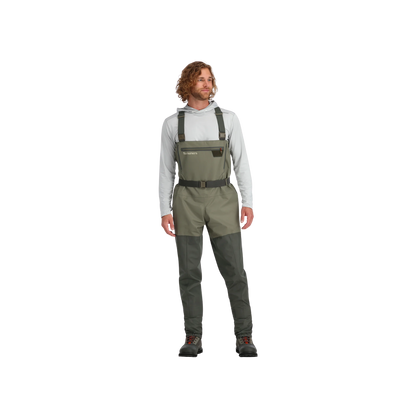 SIMMS TRIBUTARY BREATHABLE STOCKINGFOOT WADER - BASALT - FRONT VIEW