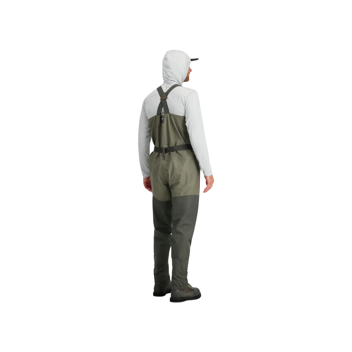 SIMMS TRIBUTARY BREATHABLE STOCKINGFOOT WADER - BASALT - BACK VIEW