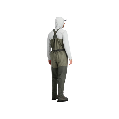 SIMMS TRIBUTARY BREATHABLE STOCKINGFOOT WADER - BASALT - BACK VIEW