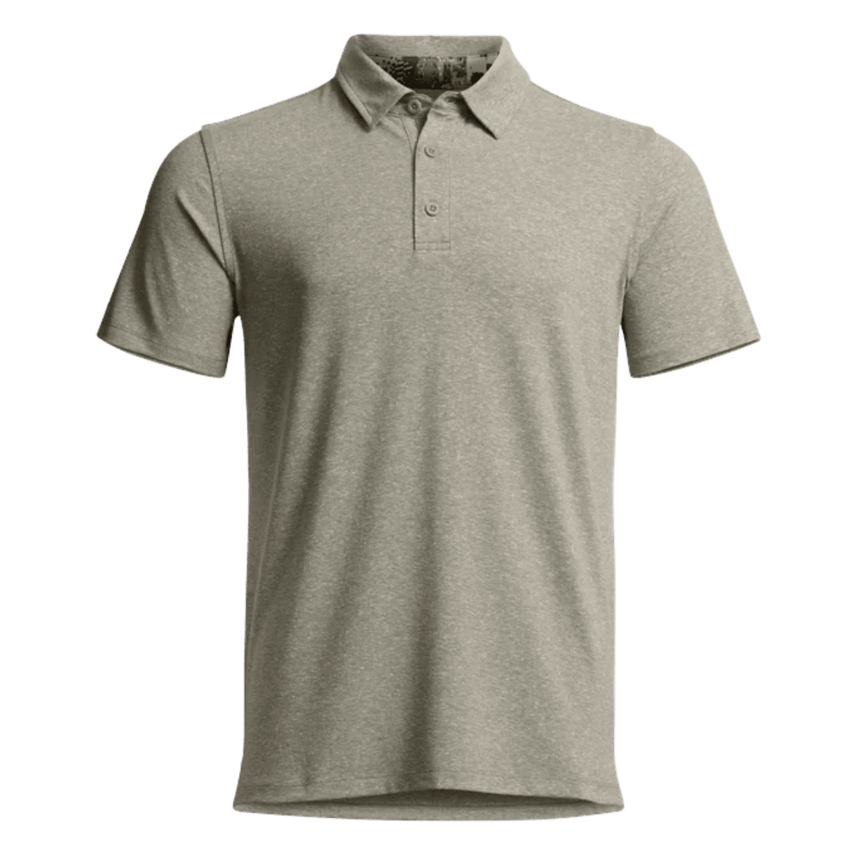 SITKA ESSENTIAL SHORT SLEEVE POLO W/ UPF 50+ - OAK HEATHER - FRONT VIEW 