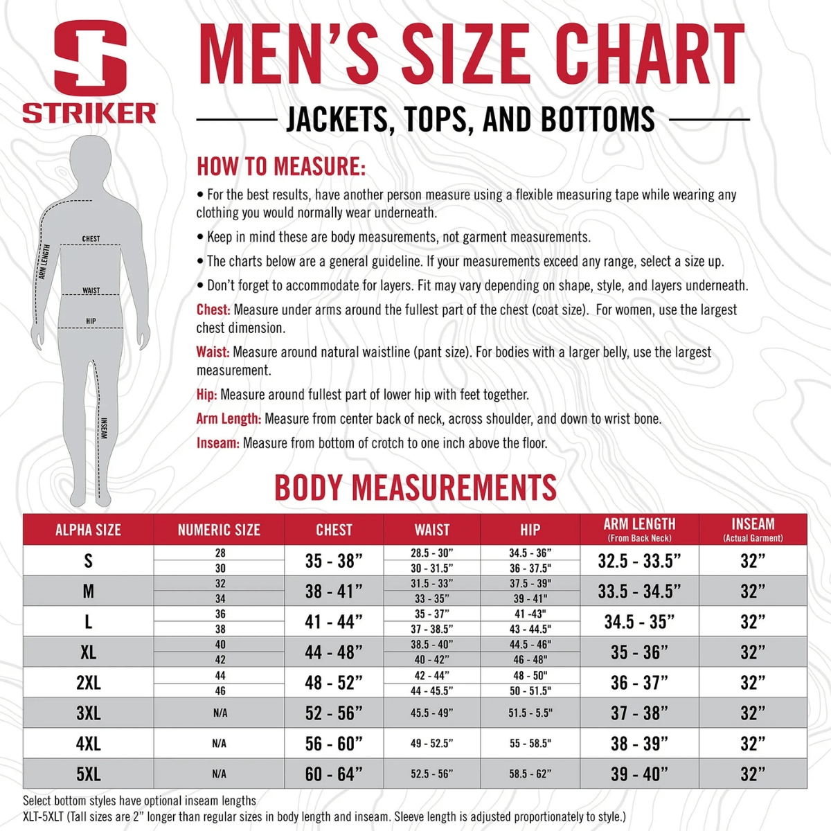 MEN'S SIZE CHART