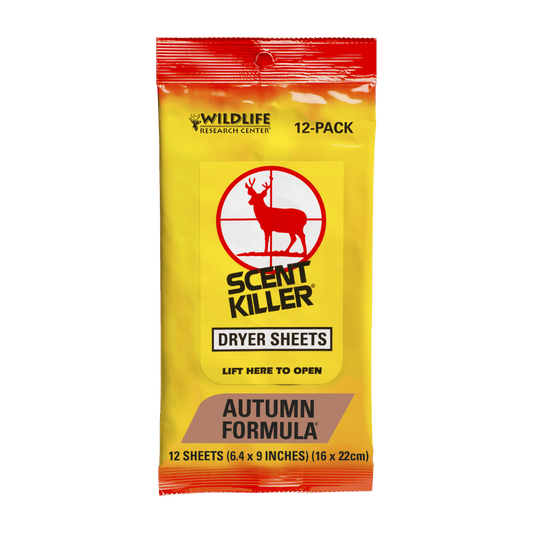 WILDLIFE RESEARCH SCENT KILLER AUTUMN FORMULA DRYER SHEETS - 12 PACK