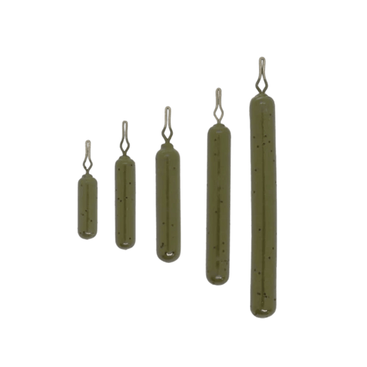 X ZONE LURES SKINNY DROP SHOT WEIGHT 5PK - 1/8OZ - GREEN PUMPKIN