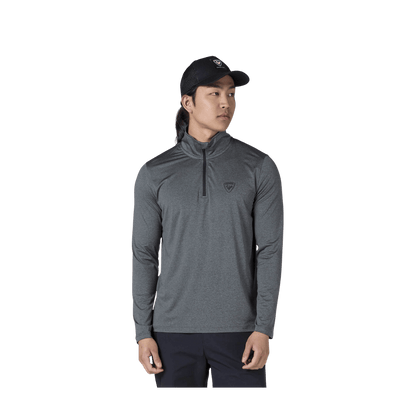 ROSSIGNOL SLUB 1/2 ZIP LS TEE - ONYX GREY - FRONT VIEW