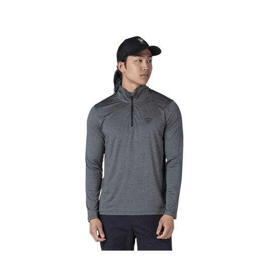 ROSSIGNOL SLUB 1/2 ZIP LS TEE - ONYX GREY - FRONT VIEW