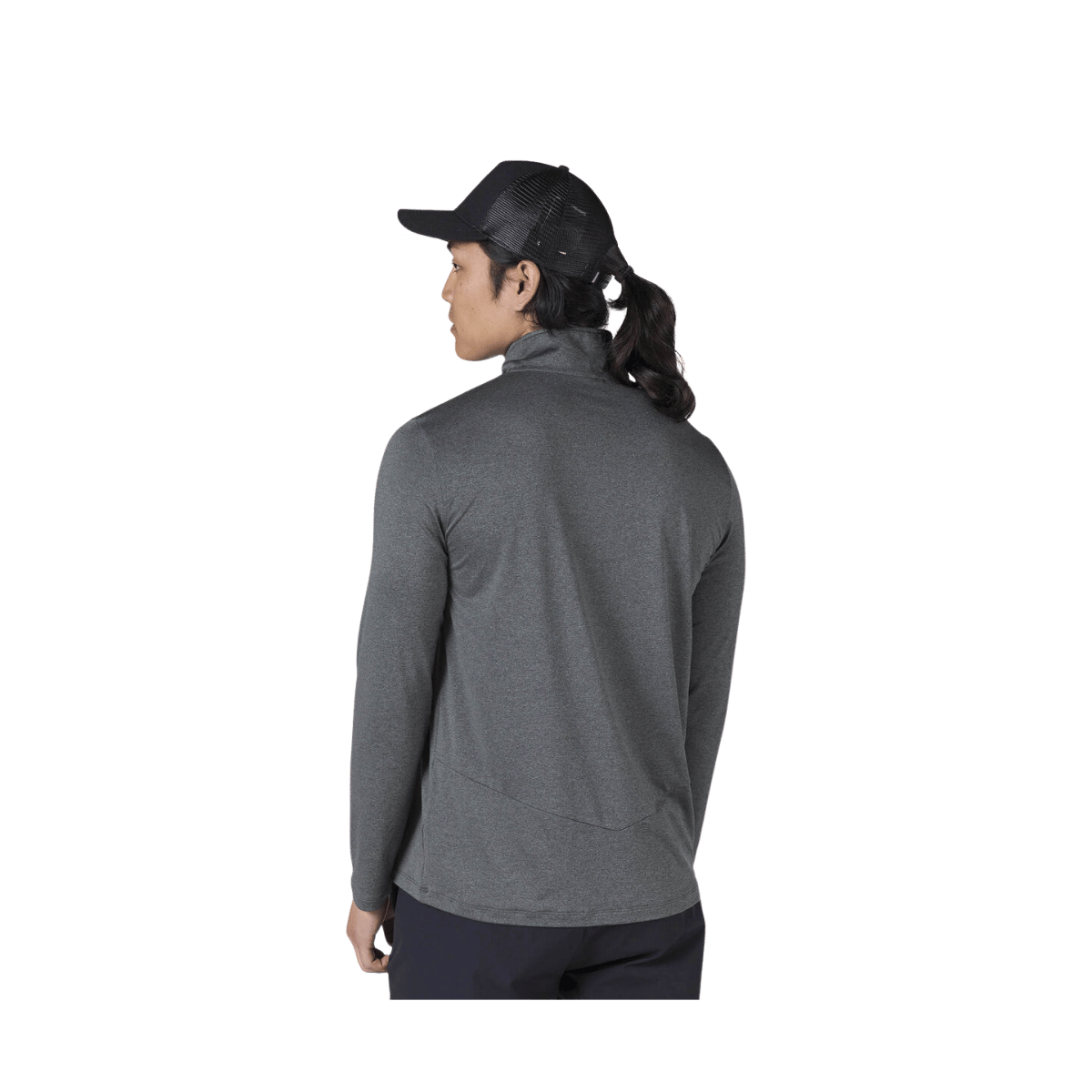 ROSSIGNOL SLUB 1/2 ZIP LS TEE - ONYX GREY - BACK VIEW