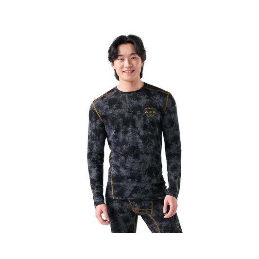 SMARTWOOL THERMAL MERINO BASE LAYER CREW BLACK TIE DYE GOLD