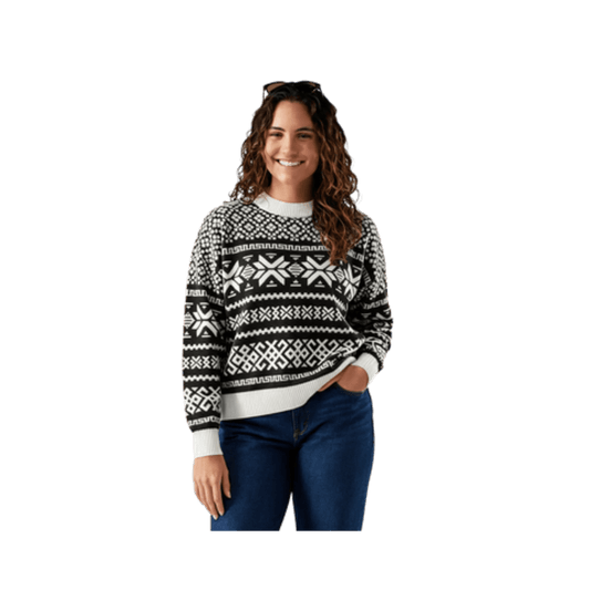 SMARTWOOL W EDGEWOOD HRTGE CREW SWEATER BLACK
