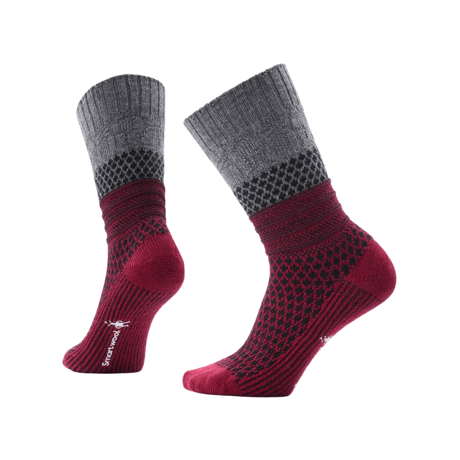 SMARTWOOL W EVERYDAY POPCORN CABLE BLACK TIBETAN RED