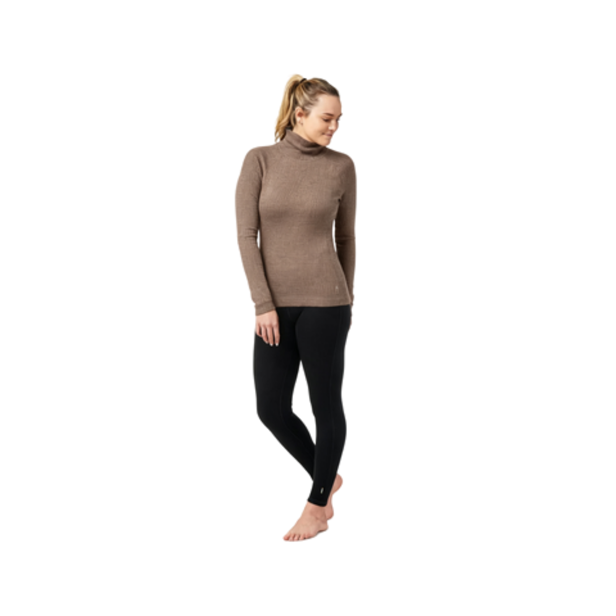 SMARTWOOL W MERINO RIB TURTLENECK MOCHA HEATHER