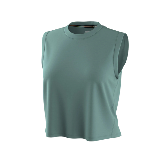 SMARTWOOL WOMENS ACTIVE ULTRALITE CROP TANK DUSTY TEAL