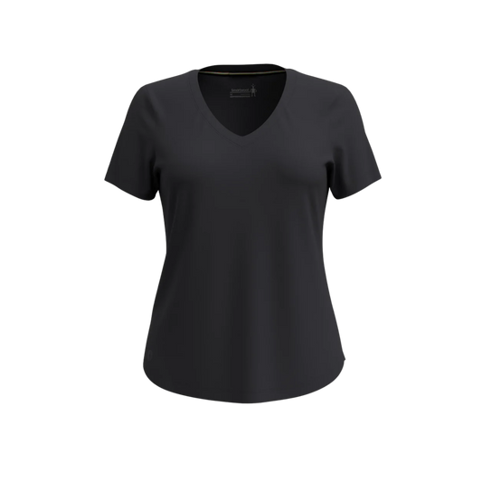 SMARTWOOL WOMENS  ACTIVE ULTRALITE V NECK SS BLACK