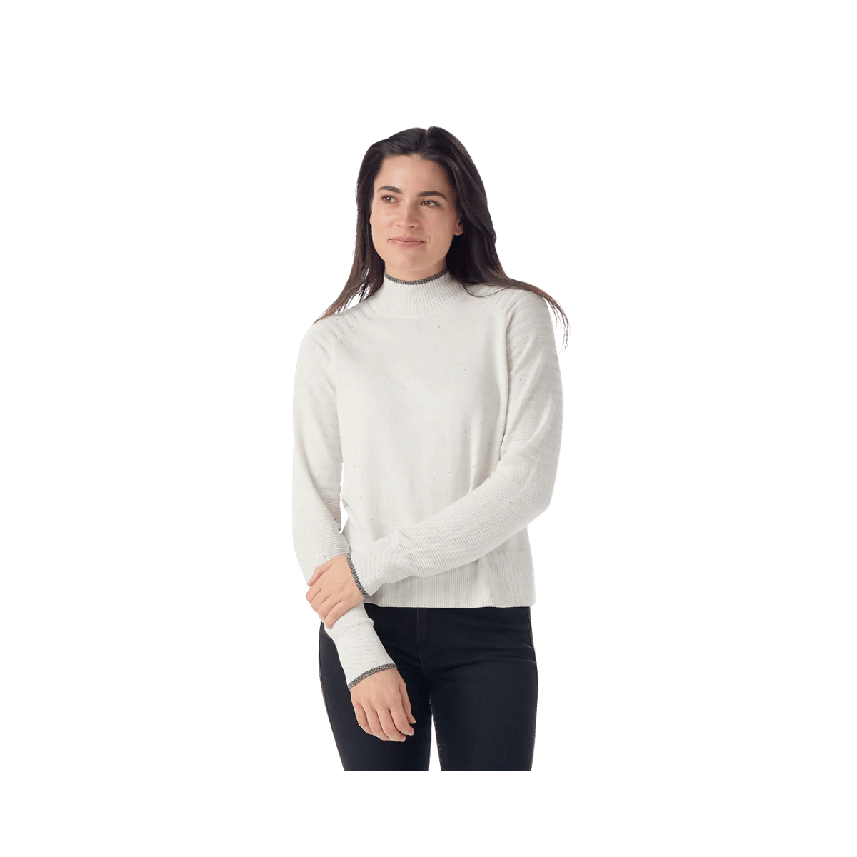 SMARTWOOL WOMENS EDGEWOOD MOCK NECK SWEATER NATURAL DONEGAL
