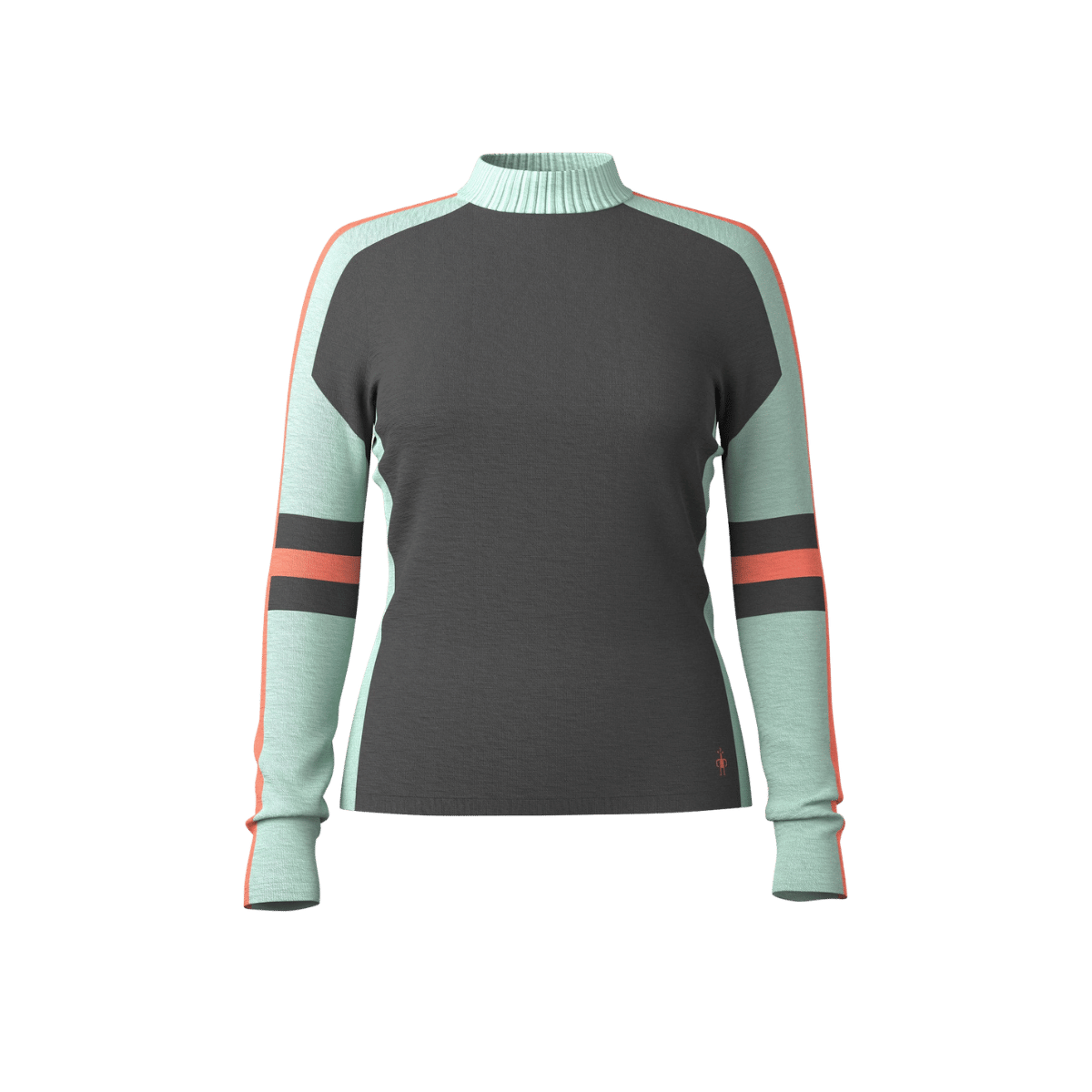 SMARTWOOL WOMEN'S ALPINE CREW SWEATER, CHARCOAL, FRONT ANGLE, SM, MD, LG, XL