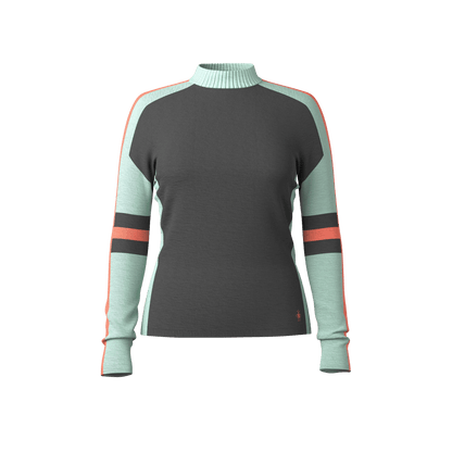 SMARTWOOL WOMEN'S ALPINE CREW SWEATER, CHARCOAL, FRONT ANGLE, SM, MD, LG, XL
