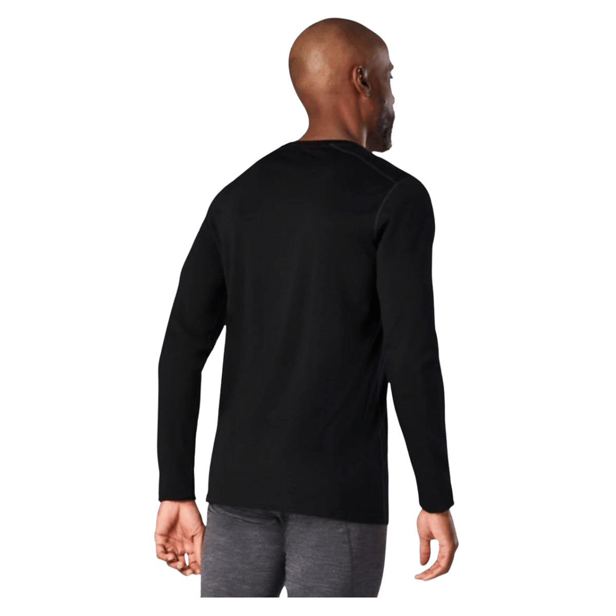SMARTWOOL MEN'S MERINO 150 BASELAYER LONG SLEEVE - BLACK - BACK  VIEW
