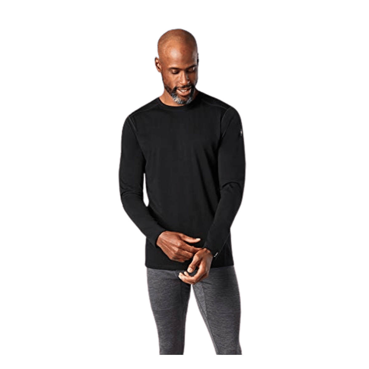 SMARTWOOL MEN'S MERINO 150 BASELAYER LONG SLEEVE - BLACK - FRONT VIEW