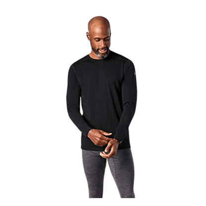 SMARTWOOL MEN'S MERINO 150 BASELAYER LONG SLEEVE - BLACK - FRONT VIEW