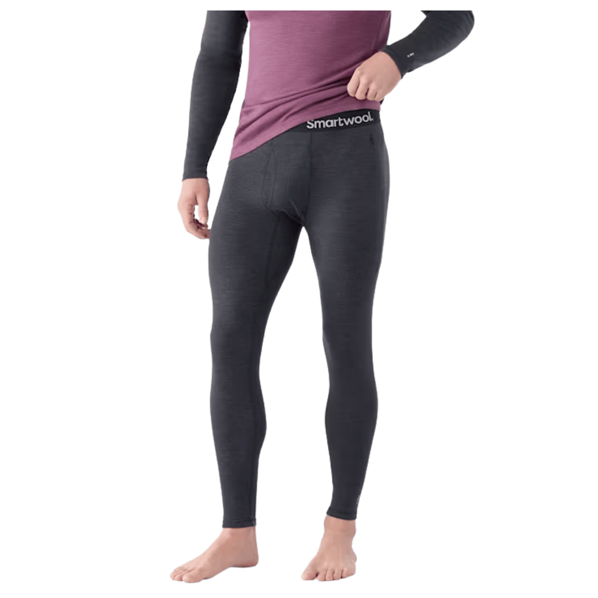 SMARTWOOL MEN'S CLASSIC THERMAL MERINO 250 BASELAYER BOTTOM - CHARCOAL HEATHER - FRONT VIEW WW