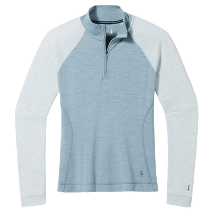 SMARTWOOL WOMEN'S PREMIUM MERINO CLASSIC THERMAL 1/4 ZIP - SLIM FIT - LEAD HEATHER - FRONT VIEW
