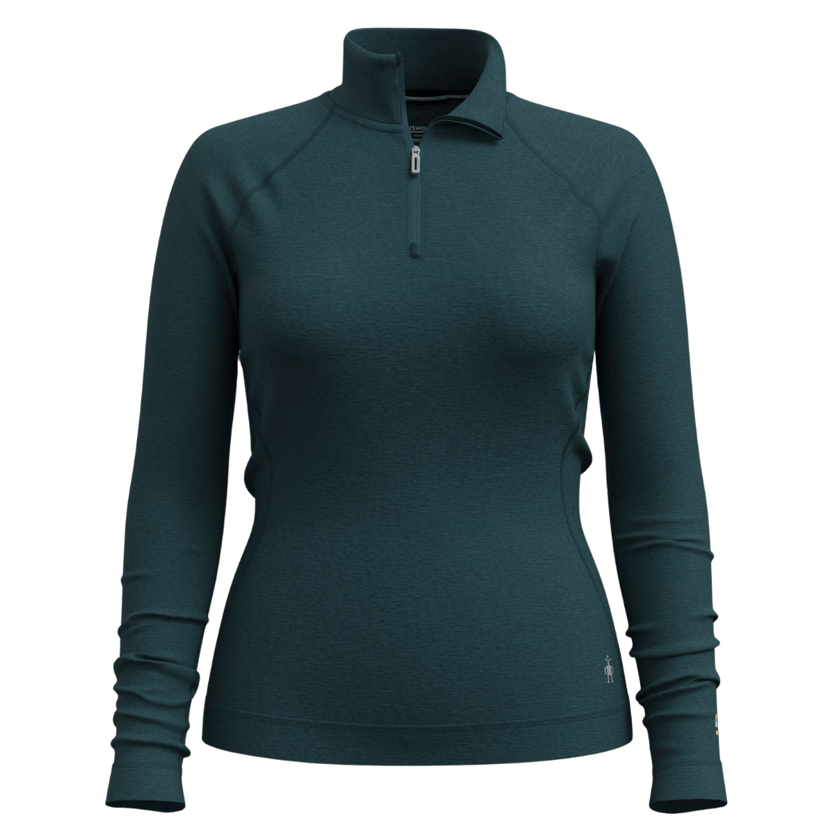 SMARTWOOL WOMEN'S PREMIUM MERINO CLASSIC THERMAL 1/4 ZIP - SLIM FIT - TWILIGHT BLUE - FRONT VIEW 