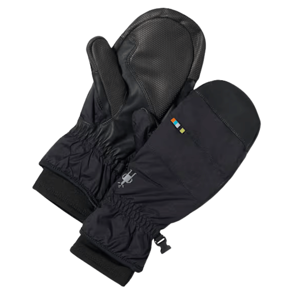 SMARTWOOL SMARTLOFT MERINO INSULATED COLD WEATHER MITTEN - BLACK - FRONT AND BACK FULL VIEW