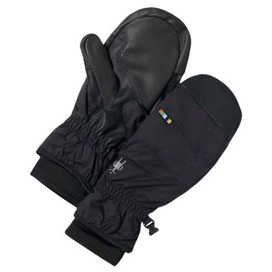 SMARTWOOL SMARTLOFT MERINO INSULATED COLD WEATHER MITTEN - BLACK - FRONT AND BACK FULL VIEW