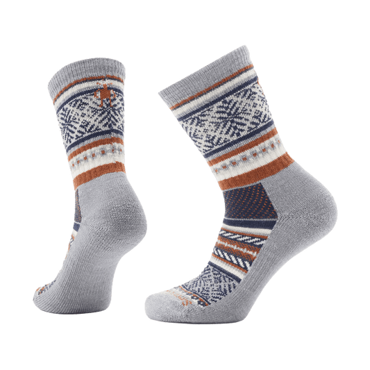 SMARTWOOL EVERYDAY FAIR ISLE SWEATER CREW LIGHT CUSHION SOCKS LIGHT GRAY