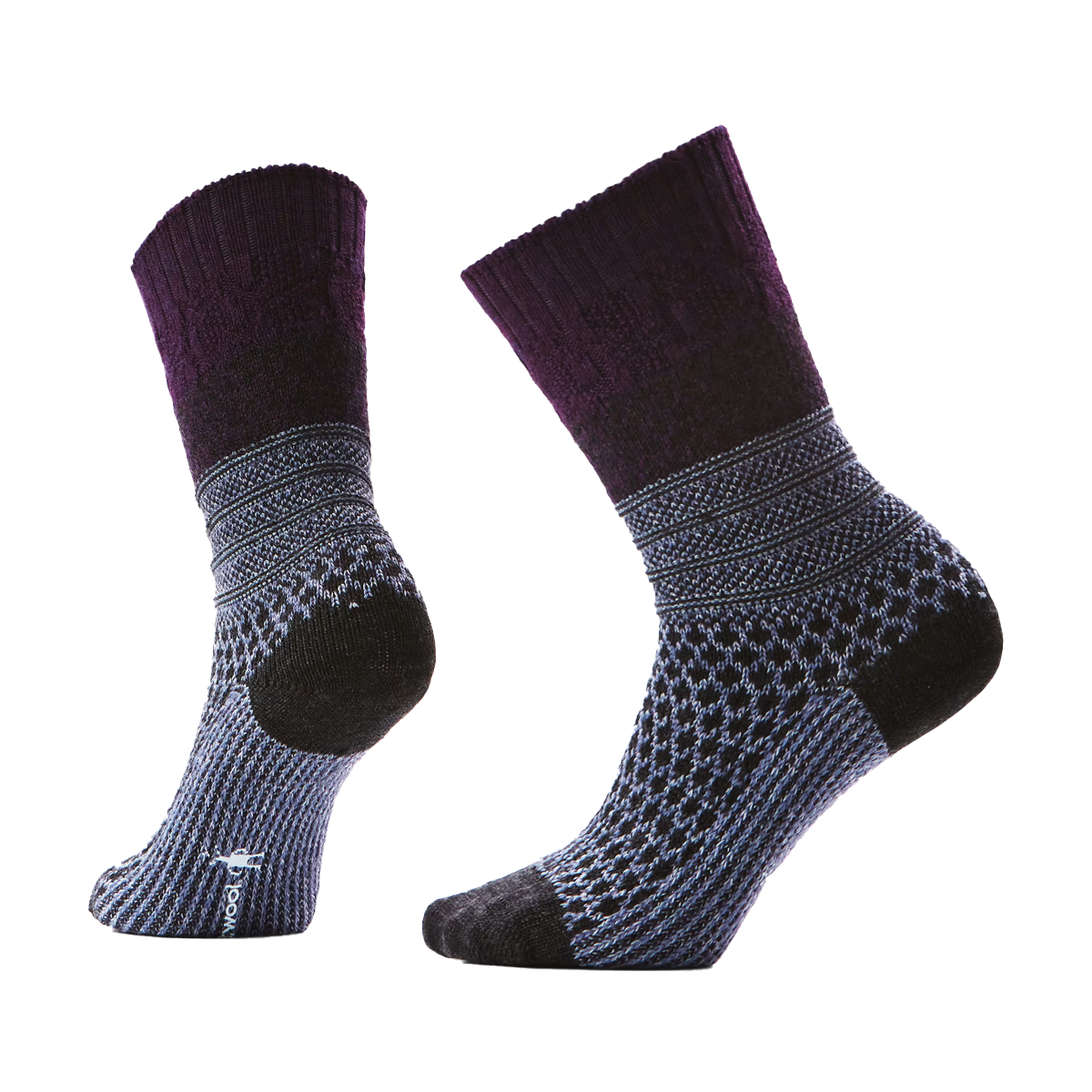 SMARTWOOL EVERYDAY POPCORN CABLE CREW FULL CUSHION SOCKS CHALK VIOLET