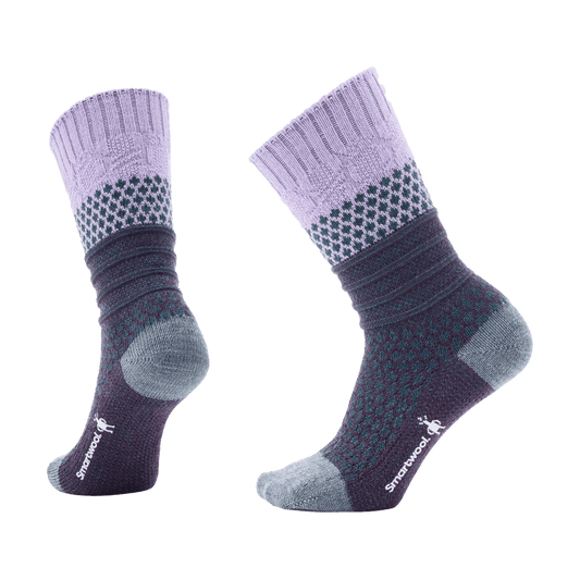 SMARTWOOL EVERYDAY POPCORN CABLE CREW FULL CUSHION SOCKS ULTRA VIOLET