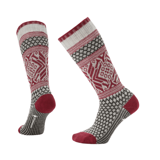 SMARTWOOL EVERYDAY POPCORN SNOWFLAKE PATTERN CREW FULL CUSHION SOCKS ASH
