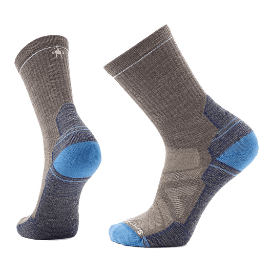 SMARTWOOL HIKE LIGHT CUSHION CREW SOCKS TAUPE LAGUNA BLUE