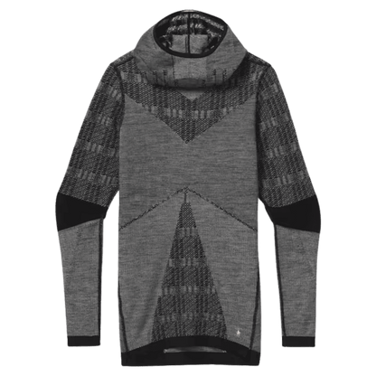 SMARTWOOL WOMEN'S INTRAKNIT THERMAL MERINO 250 PATTERN HOODIE - BLACK PLAID - FRONT VIEW 