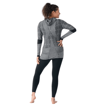SMARTWOOL WOMEN'S INTRAKNIT THERMAL MERINO 250 PATTERN HOODIE - BLACK PLAID - BACK VIEW WW