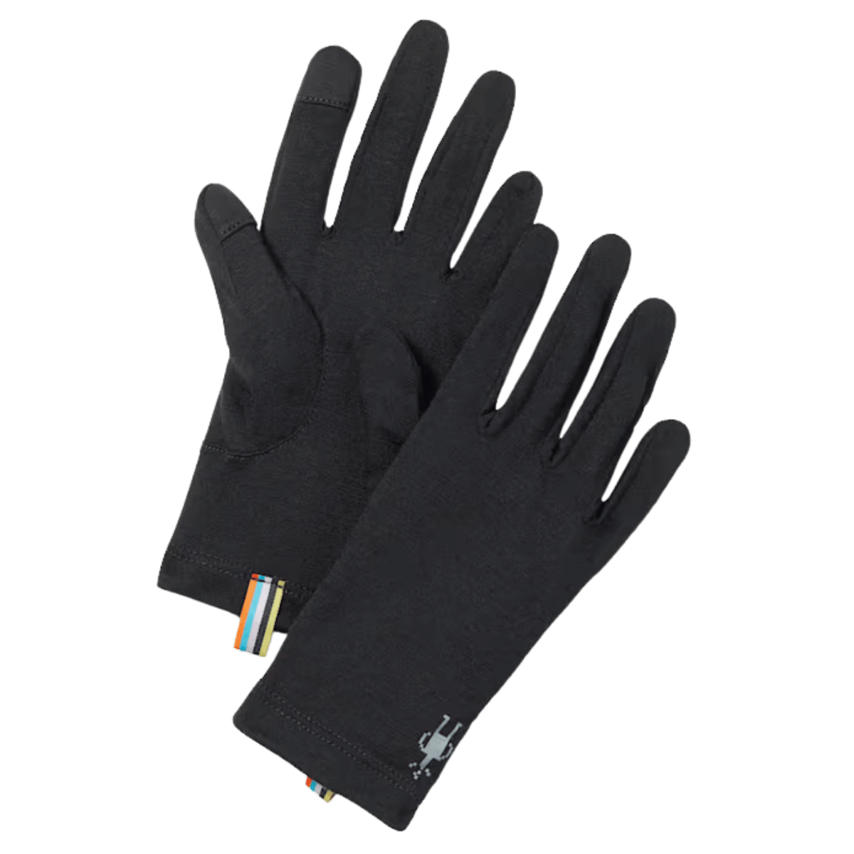 SMARTWOOL MERINO JERSEY GLOVE - BLACK - FRONT AND BACK VIEW