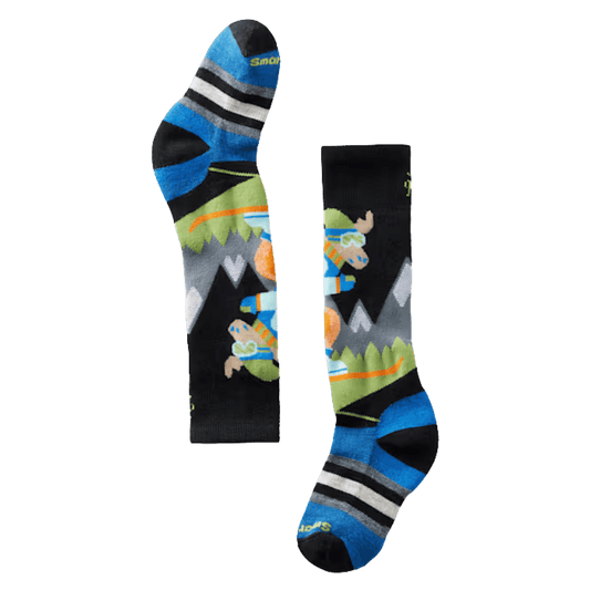 SMARTWOOL KIDS' WINTERSPORT FULL CUSHION MOUNTAIN MOOSE OTC SOCKS - BLACK - MAIN IMAGE