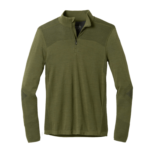 SMARTWOOL MEN'S INTRAKNIT THERMAL MAX MERINO BASE LAYER QUART ZIP - WINTER MOSS