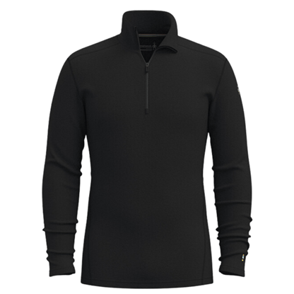 SMARTWOOL MEN'S MERINO 250 BASELAYER 1/4 ZIP - BLACK - FRONT VIEW