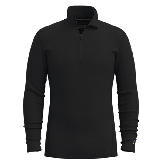 SMARTWOOL MEN'S MERINO 250 BASELAYER 1/4 ZIP - BLACK - FRONT VIEW