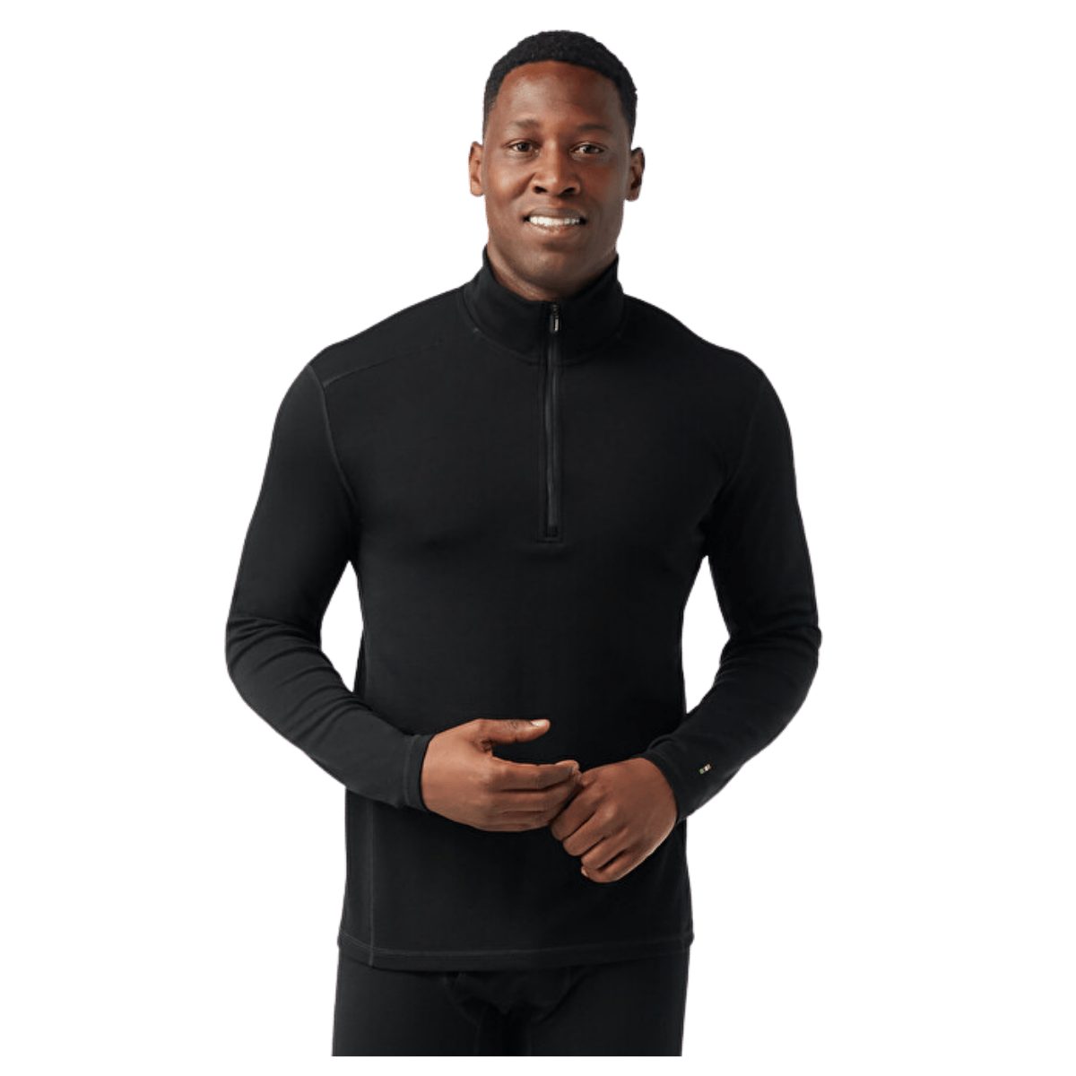 SMARTWOOL MEN'S MERINO 250 BASELAYER 1/4 ZIP - BLACK - FRONT VIEW WW