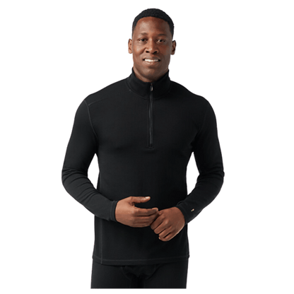 SMARTWOOL MEN'S MERINO 250 BASELAYER 1/4 ZIP - BLACK - FRONT VIEW WW