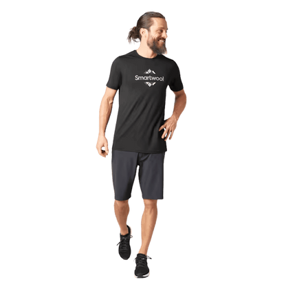 SMARTWOOL MEN'S MERINO SPORT 150 GRAPHIC TEE - BLACK - FRONT VIEW WW