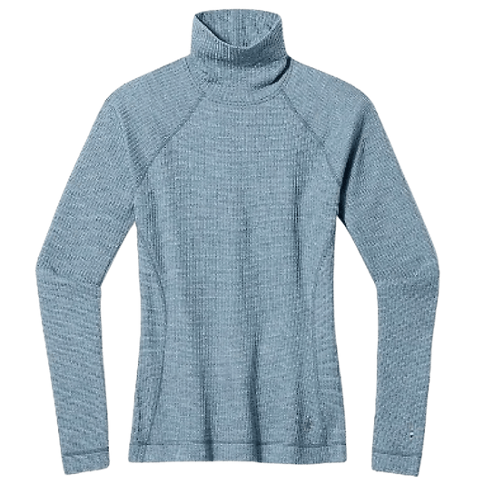 SMARTWOOL WOMEN'S THERMAL MERINO RIB TURTLENECK - LEAD HEATHER - FRONT VIEW