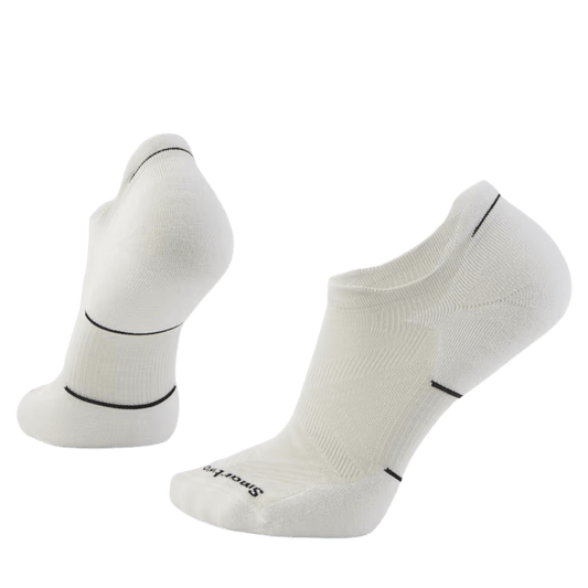 SMARTWOOL RUN TARGETED CUSH LOW ANKLE - BLACK-WHITE FRONT AND BACK