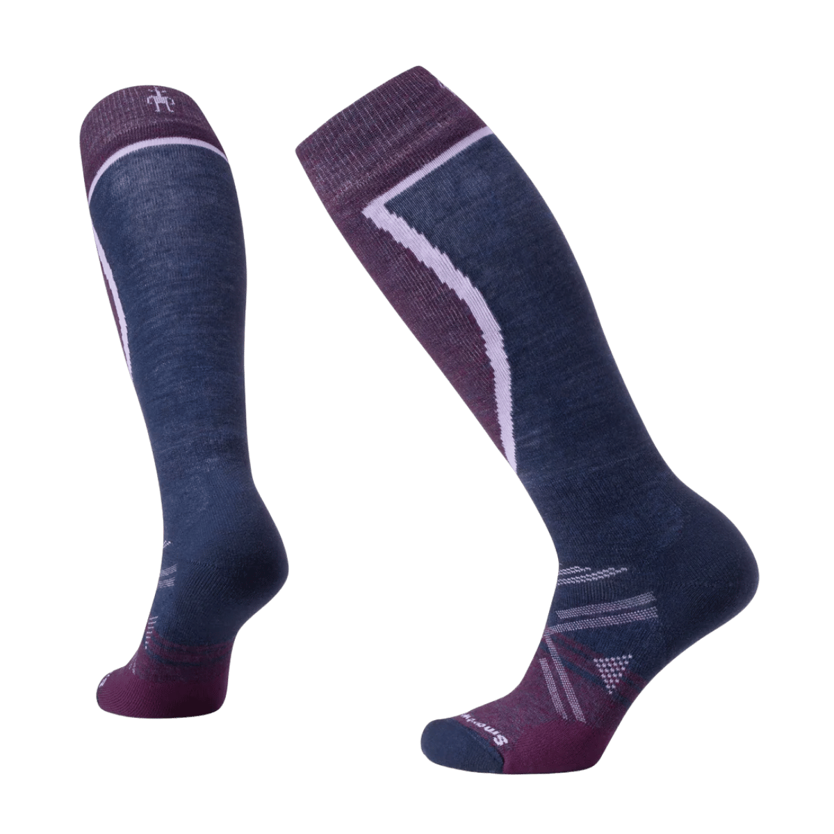 SMARTWOOL SKI FULL CUSHION OTC WOMEN'S SOCKS - PURPLE IRIS - FRONT AND BACK VIEW